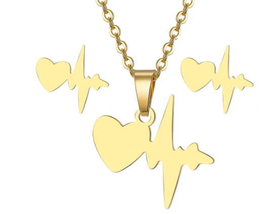 Conjunto de collar con colgante de corazón para mujer - Cadena corta elegante