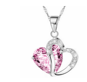 Heart Pendant Water Wave Chain Crystal Necklace for Women