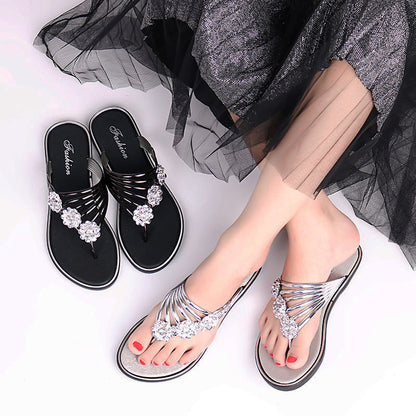 Chanclas planas de verano para mujer, pantuflas informales ligeras