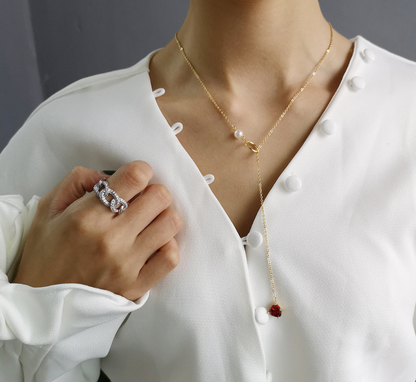 Collar de Corazón, Gargantilla y Collar de Perlas