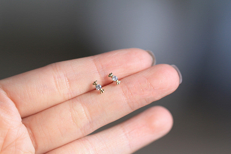 925 Silver 14K Gold Mini Candy Stud Earrings