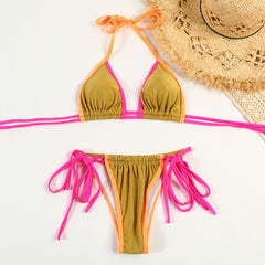 2023 Women's Sexy Floral Print Backless Bikini Set