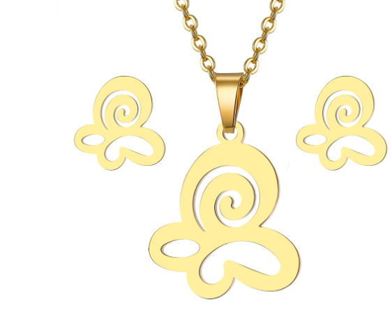 Conjunto de collar con colgante de corazón para mujer - Cadena corta elegante