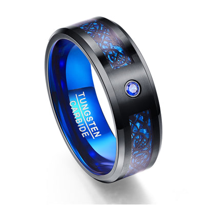 BONLAVIE 8mm Men's Tungsten Wedding Band with Dragons