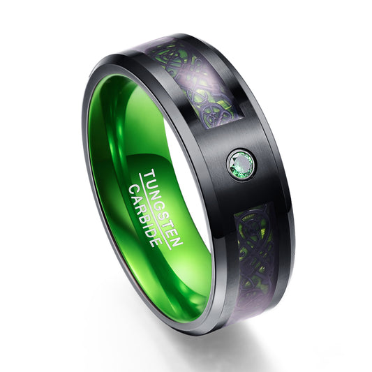 BONLAVIE 8mm Men's Tungsten Wedding Band with Dragons