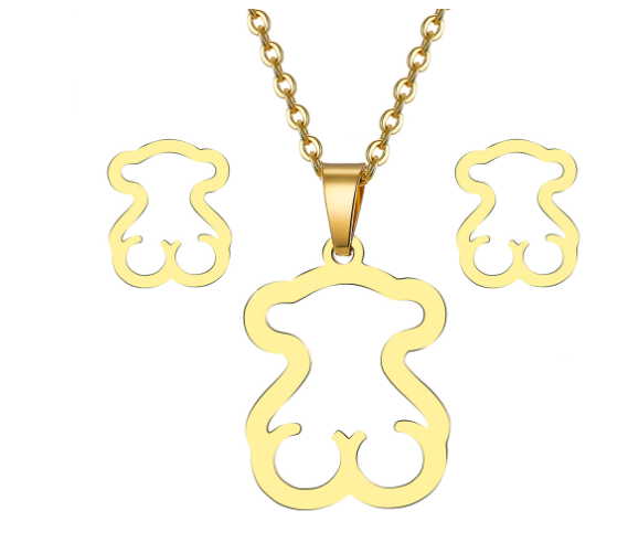 Conjunto de collar con colgante de corazón para mujer - Cadena corta elegante