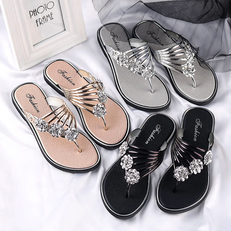 Chanclas planas de verano para mujer, pantuflas informales ligeras
