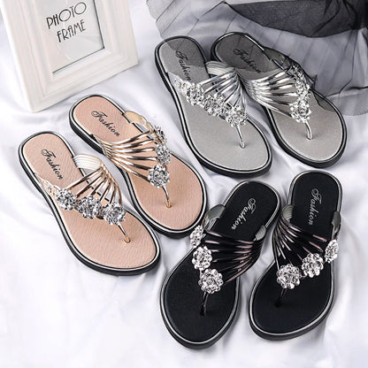 Chanclas planas de verano para mujer, pantuflas informales ligeras