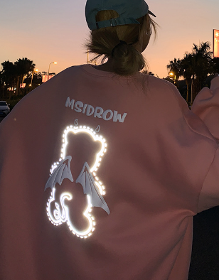 3D Letter Bear Reflective Print Plus Size Couple Sweater