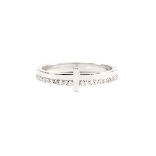 Fashionable Women's Ring with Cross Copper and Zircon