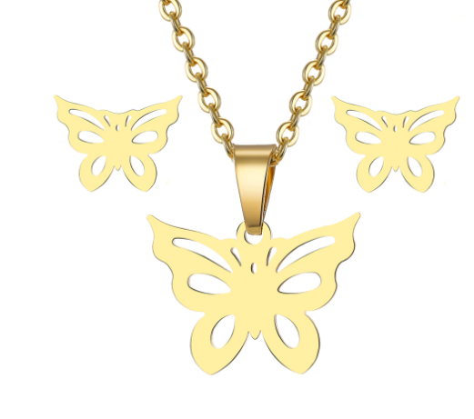 Conjunto de collar con colgante de corazón para mujer - Cadena corta elegante