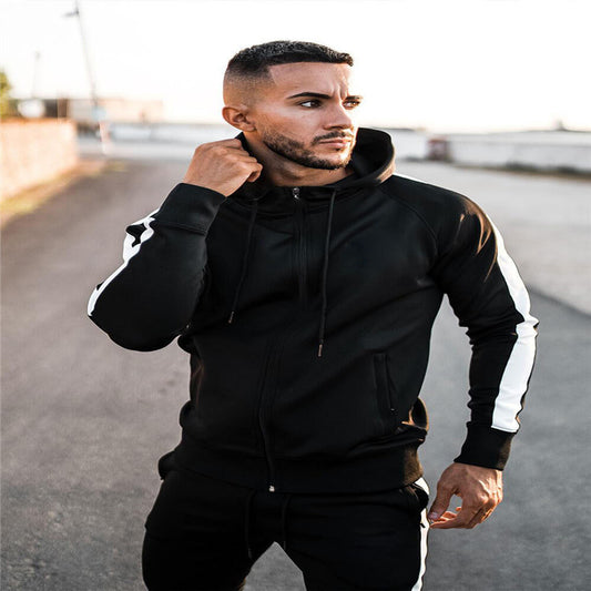 Men's Gradient Hooded Cardigan Sports Suit