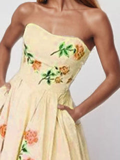 Floral Print Tube Maxi Dress