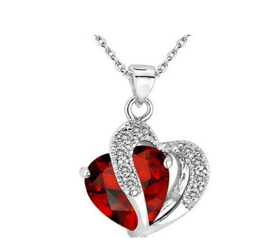 Heart Pendant Water Wave Chain Crystal Necklace for Women