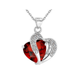 Heart Pendant Water Wave Chain Crystal Necklace for Women