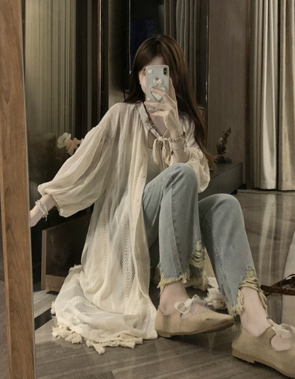 Fringe Long Shirt for Young Women