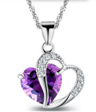 Heart Pendant Water Wave Chain Crystal Necklace for Women