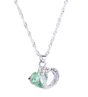 Heart Pendant Water Wave Chain Crystal Necklace for Women