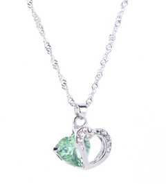 Heart Pendant Water Wave Chain Crystal Necklace for Women