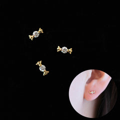 925 Silver 14K Gold Mini Candy Stud Earrings