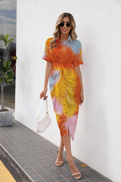 Spring Summer Fashion Printed Shirt Dress