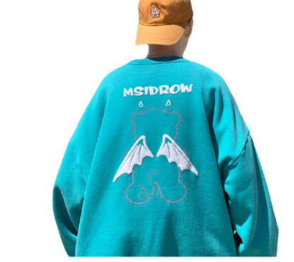 3D Letter Bear Reflective Print Plus Size Couple Sweater