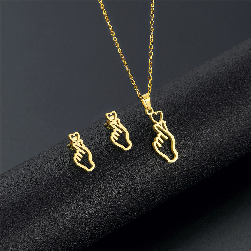 Conjunto de collar con colgante de corazón para mujer - Cadena corta elegante