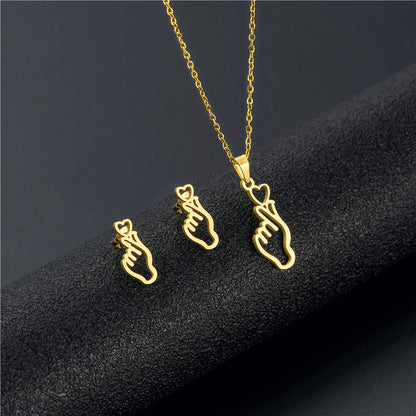 Conjunto de collar con colgante de corazón para mujer - Cadena corta elegante