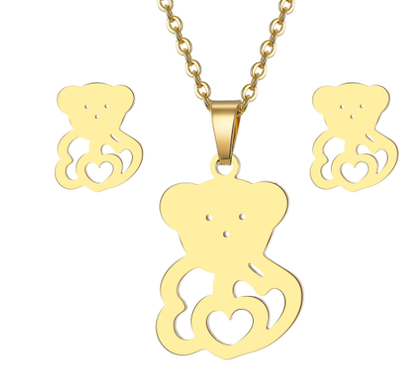 Conjunto de collar con colgante de corazón para mujer - Cadena corta elegante