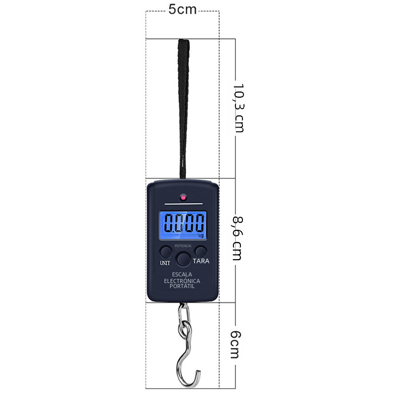 Báscula portátil de equipaje de 40 kg con gancho para pescar