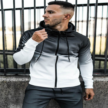 Men's Gradient Hooded Cardigan Sports Suit