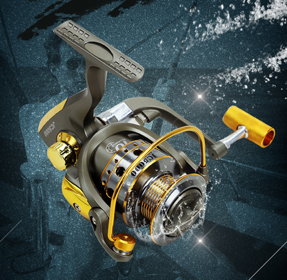 Carrete de pesca de metal de 10 ejes con manivela y engranaje
