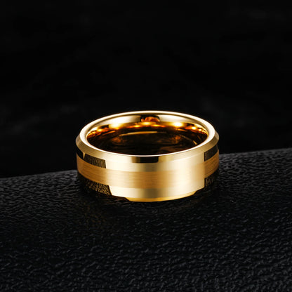 OAHLAN Customized Fashion Jewelry 8mm Gold Plated Brushed Tungsten Carbide Ring for Men Wedding Band Wholesale