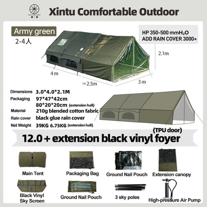 New Space Inflatable Tent Easy Setup Multi People 4 Season Waterproof Portable Family Outdoor Camping Air Tent for Adventure