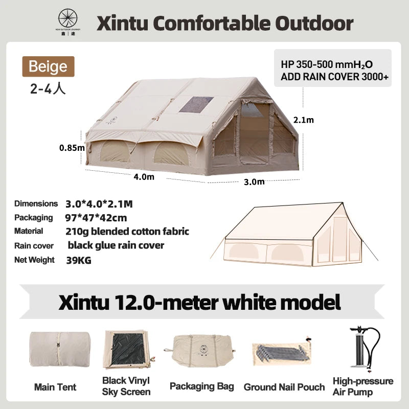 New Space Inflatable Tent Easy Setup Multi People 4 Season Waterproof Portable Family Outdoor Camping Air Tent for Adventure