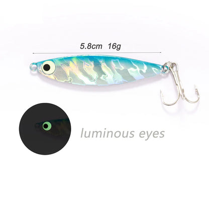 Fishing Lures Metal Jig Spinning Spoon Feather Carbon Hook Hard Artificial Bait Luminous Eye Sinking Casting Bass Tackle Pesca