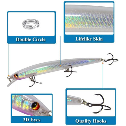 1PC Long Shot 135mm/15.4g Minnow Fishing Lures Flying Fish Classic Wobblers Plastic Hard Crankbait Carp Pike Fishing Tackle