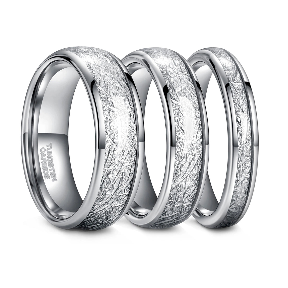 OAHLAN 4/6/8mm Fadeless Tungsten Carbide Rings Men Women Dome Polished Meteorite Inlay Ring Wedding Bands Fashion Jewelry