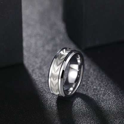 OAHLAN Fashion Jewelry Cool Style 8mm Silver Spinning Design Matte Tungsten Carbide Rings for Men's Wedding Engagement Gift