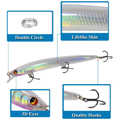 1PC Long Shot 135mm/15.4g Minnow Fishing Lures Flying Fish Classic Wobblers Plastic Hard Crankbait Carp Pike Fishing Tackle