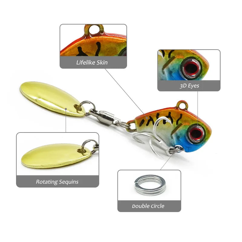 Fishing Lures Wobble Rotating Metal Vib Vibration Tail Winter Fishing 5g 10g15g20g Artificial Hard Baits Jig Spinner Spoon Pesca