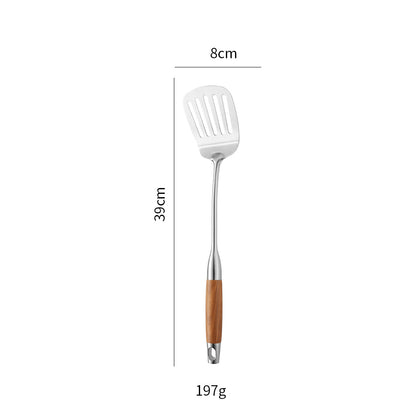 Cross-Border Kitchenware 316 Stainless Steel Spatula for Cooking Household Soup Spoon Rosewood Handle Spatula Kitchen Utensils Frying Spoon