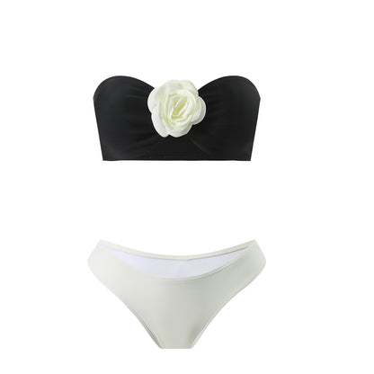2025 European and American Color Matching New Rose Three-Piece Mesh Long Skirt Swimsuit Swimsuit Bikini Bikini