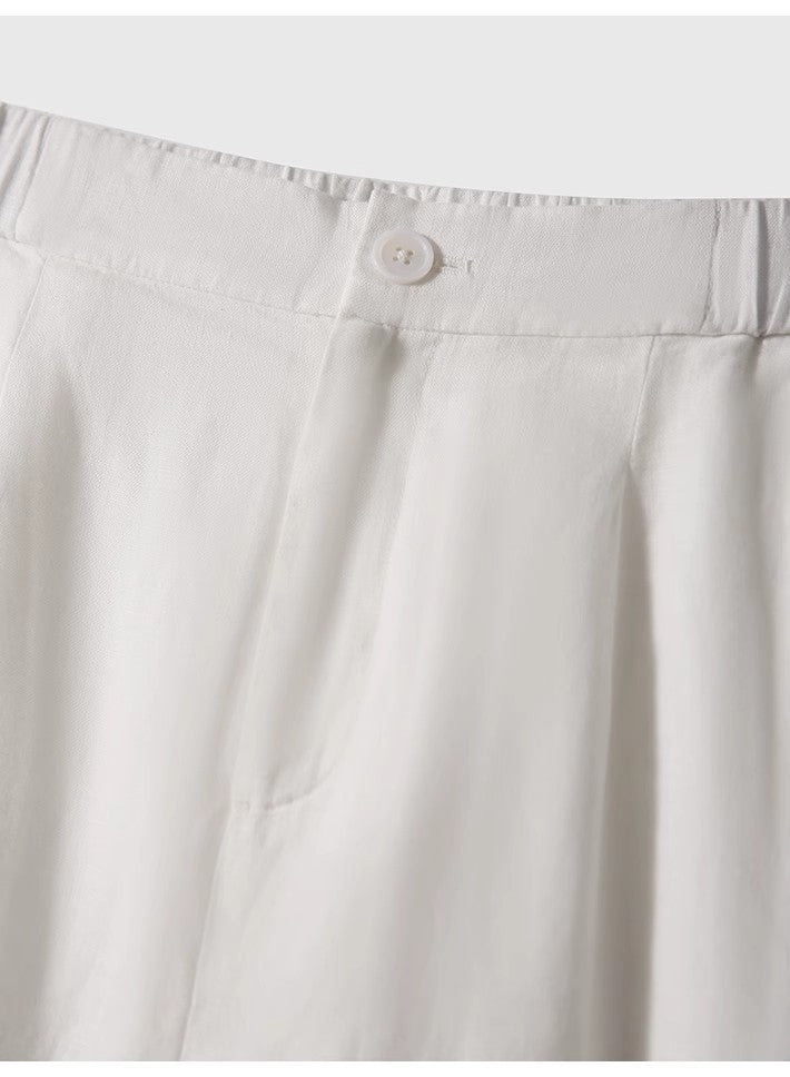 Cross-border 2025 Summer New Breathable Loose White suit Simple Breathable Top Shorts Two-piece Set
