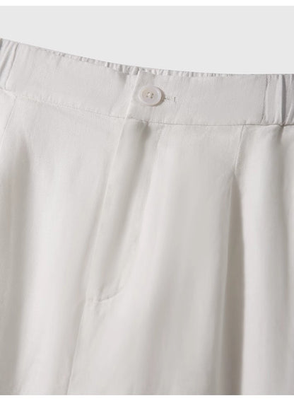 Cross-border 2025 Summer New Breathable Loose White suit Simple Breathable Top Shorts Two-piece Set