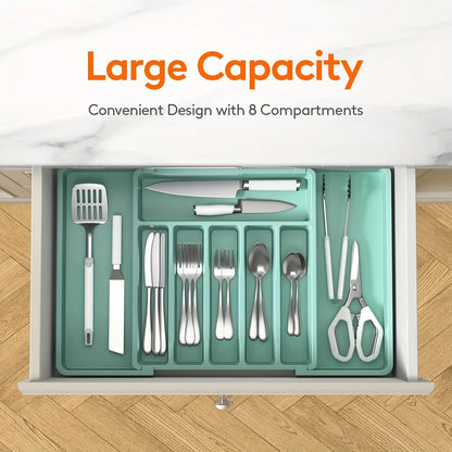 TEMU Cross-border New Expandable Utensil Tray Extended Tableware Storage Box Home Amazon