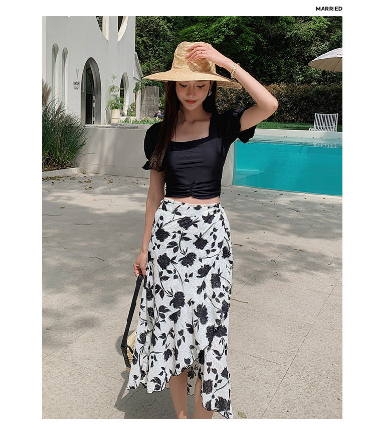 Couples Swimsuit Women's Split Swimsuit Hot Spring Small Chest Push-up Slimming High Waist Bikini Swimming Holiday Men's Beach Pants