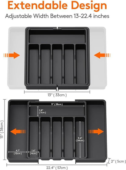TEMU Cross-border New Expandable Utensil Tray Extended Tableware Storage Box Home Amazon