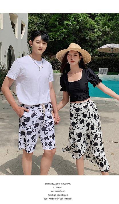Couples Swimsuit Women's Split Swimsuit Hot Spring Small Chest Push-up Slimming High Waist Bikini Swimming Holiday Men's Beach Pants