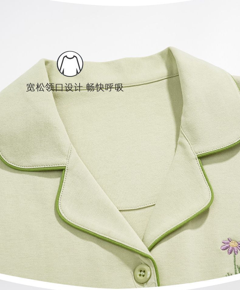 Pure Cotton Pajamas for Women, Spring and Autumn Long-Sleeved Trousers Suit, Autumn and Winter Loose, Can Be Worn Outside Home Clothes